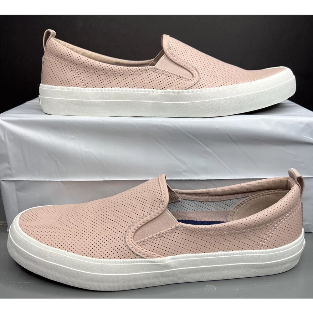 SPERRY Crest Twin Gore Perforated Rose Dust Slip On Loafers Sneakers Sz 10 LKNW!